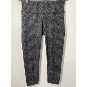prAna Geometric Leaf Print Cropped Leggings Women's XS Gray Black